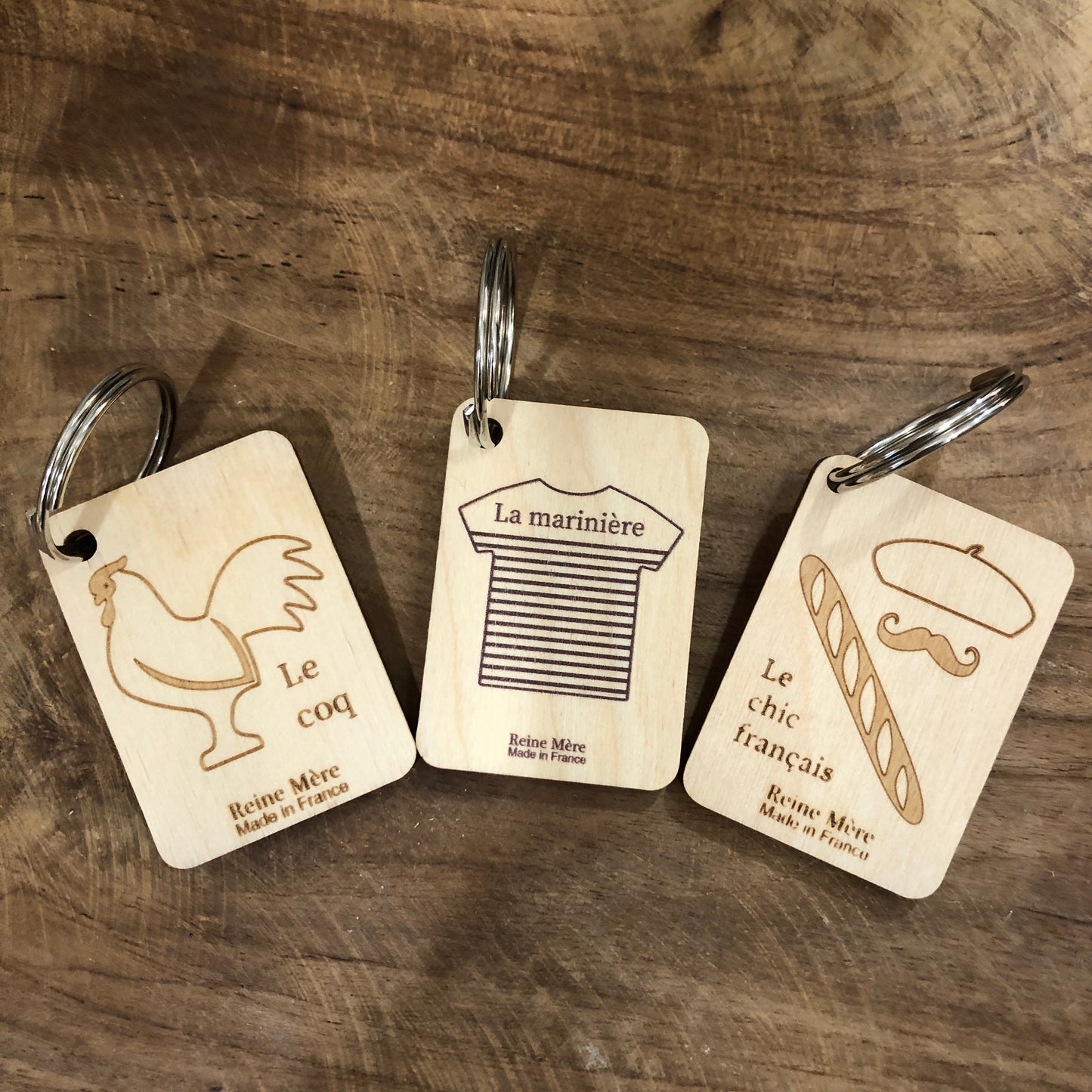 Porte clés en bois French touch