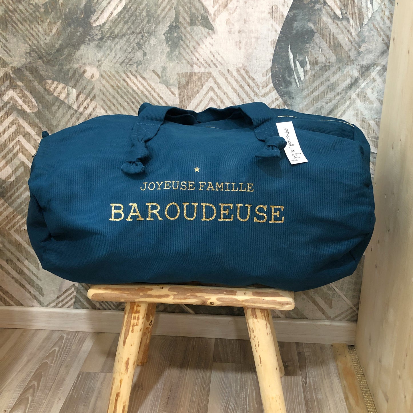 Sac polochon Bleu paon JOYEUSE FAMILLE BAROUDEUSE