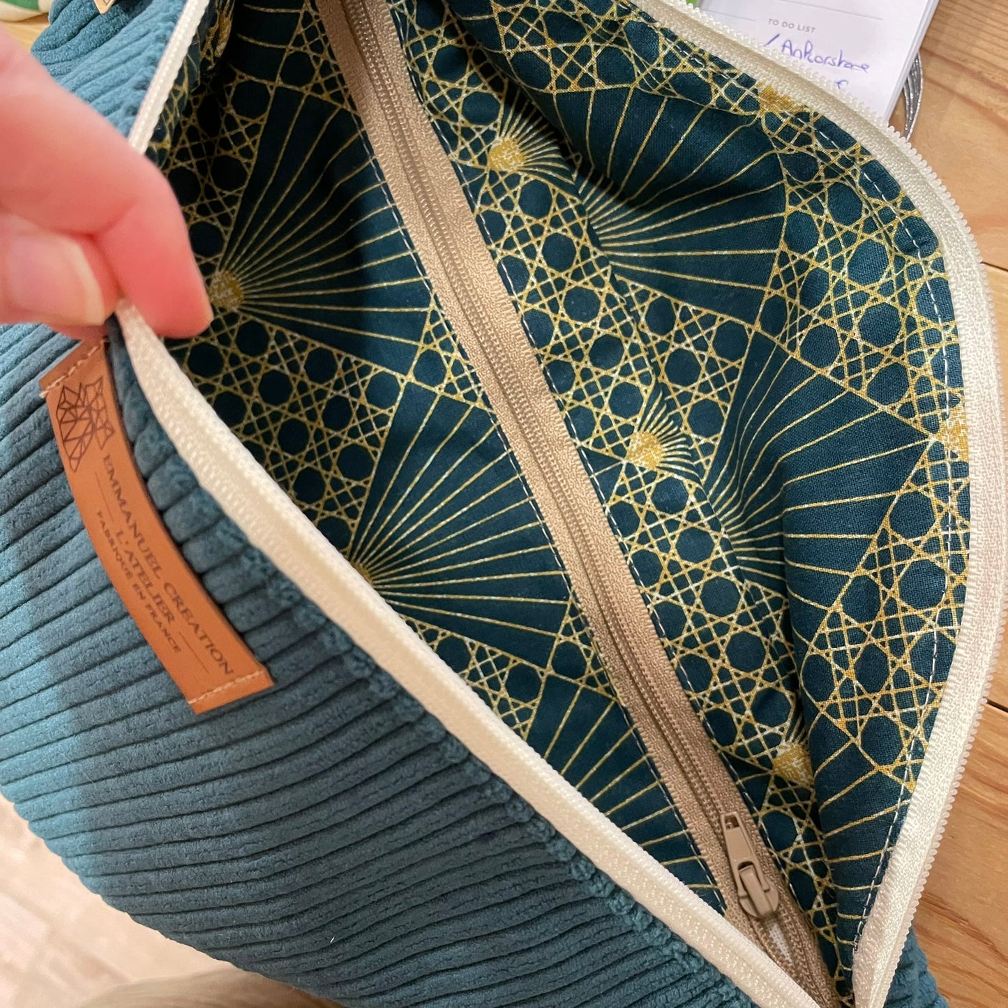 Sac banane velours côtelé - Bleu canard